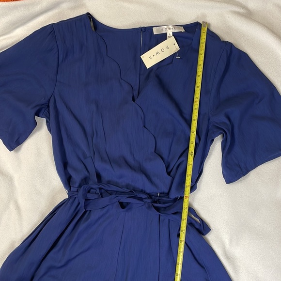 NWT Row A blue romper with scalloped neck, large - Picture 6 of 10